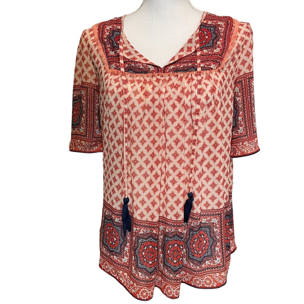 Knox Rose Boho Short Sleeved Blouse. Size S